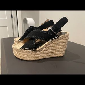 Marc Fisher leather wedge sandals, never worn.